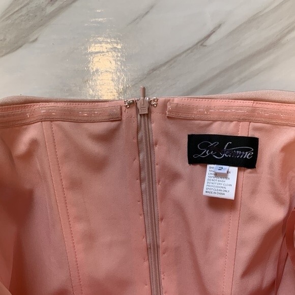 NWOT LA FEMME | Ruffle Off the Shoulder Pink Fit & Flare Mini Dress 2 - Picture 13 of 13